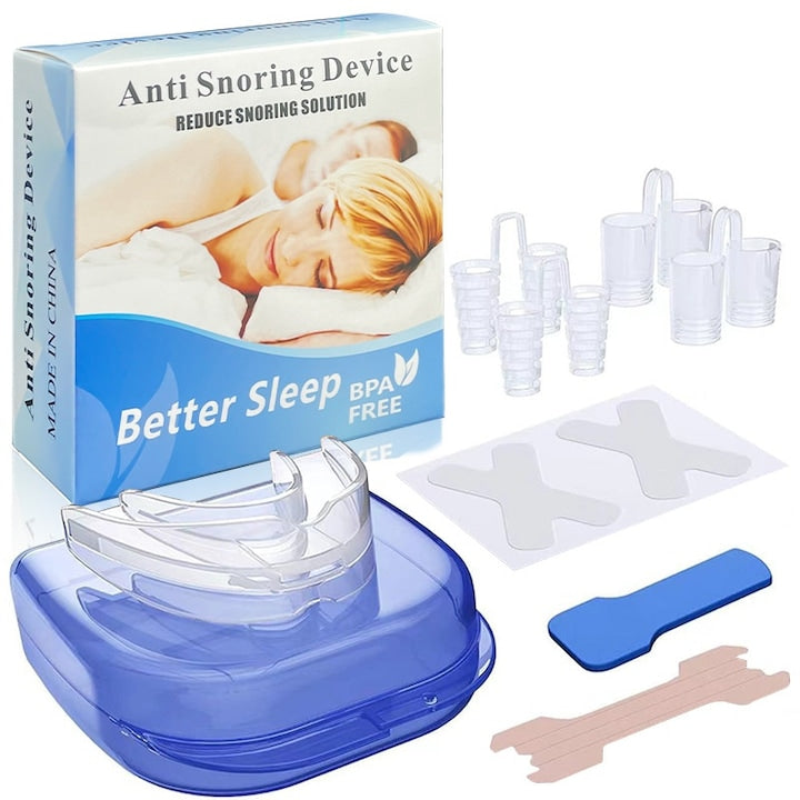 Set 18 gutiere impotriva scrasnitului din dinti BOMSTOM EVA Impotriva sforaitului sau a bruxismului Cu cutii protectie Transparente