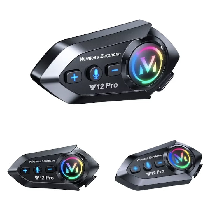 Intercom Moto Bluetooth Profesional cu Sunet HiFi Puternic Anulare Avansata a Zgomotului Baterie 1000mAh pentru 25 Ore Utilizare Microfon Boom Detasabil Music Share Radio FM Integrat Rezistent la Apa IPX Compatibil Siri pentru Control Vocal
