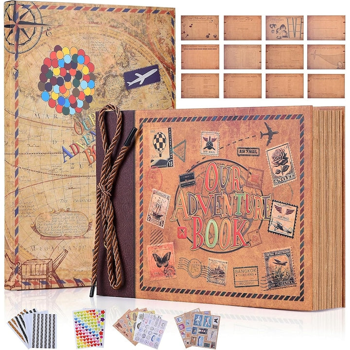 "Adventure Book" Photo Album WALALLA 200 photos 10.24x7.09x0.39 in wedding theme accessories included