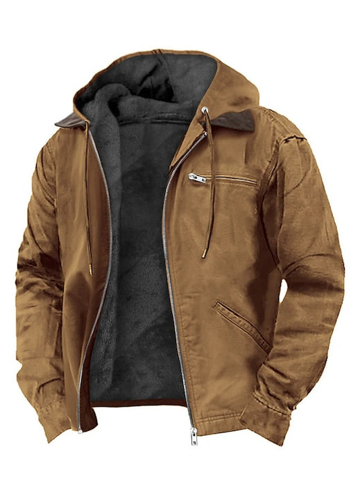 OEM - Men's Hooded Waterproof Polyester Jacket, Brown, Size L INTL, 12 interest-free installments