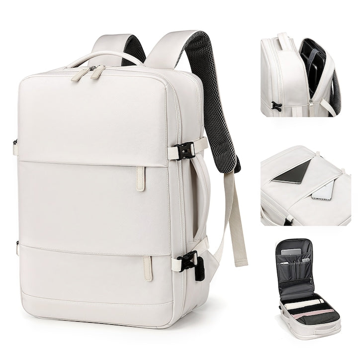 Rucsac multifunctional Rucsac de voiaj unisex Rucsac de calatorie pentru laptop Rezistent la apa capacitate mare design cu port USB Design ergonomic confortabil de transportat 38x52x12cm Bej