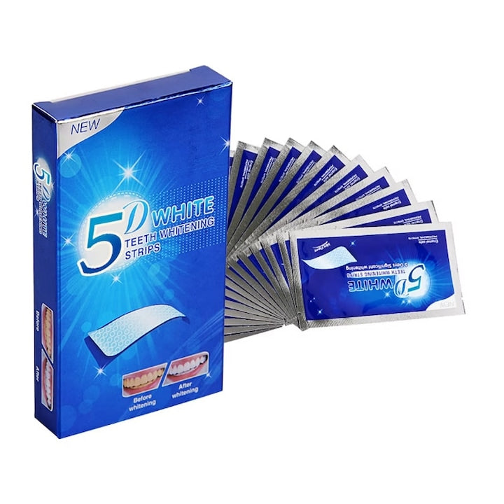 Set 28 benzi albire dinti JENUOS 5D Transparent Peroxid de Hidrogen