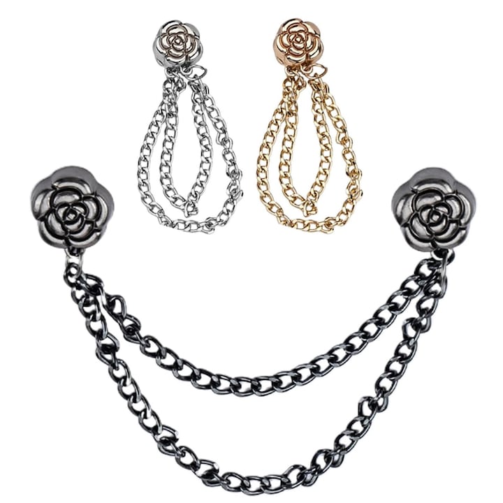 Cleme magnetice pentru haine set 3 bucati metal negru si bej auriu versatile pentru tricouri fuste rochii pantaloni
