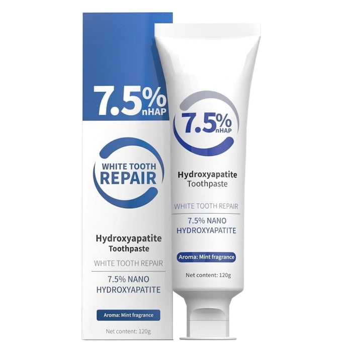 Pasta de dinti, cu 7 5% hidroxiapatita protectie a smaltului intareste dintii menta usoara improspateaza respiratia pasta de dinti fara fluor pentru dinti sensibili 120g