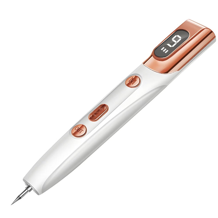 Aparat Lifting Facial Leccik® Laser Plasma Pen Tehnologie Carbonizare Ionica 9 Viteze Lumina LED Indepartare Alunite Negi Pete Cicatrici Tatuaje Papiloame Riduri Anti-Aging Alb