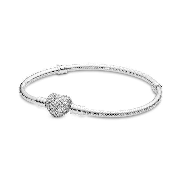 OEM - Bratara pentru talismane compatibile Pandora din Argint 925 - Sparkling heart 17 cm