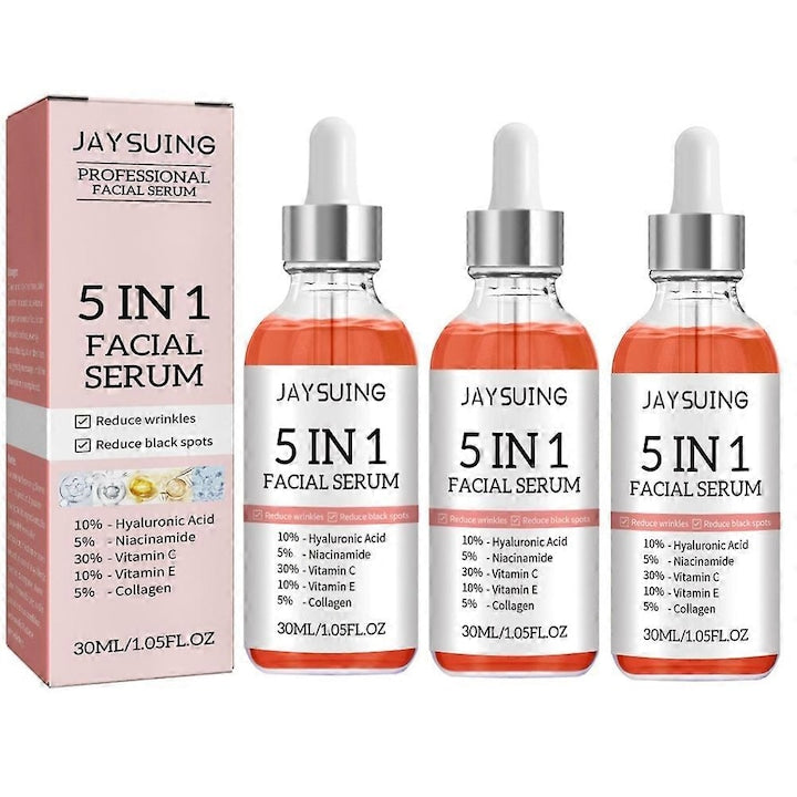 Ser facial 5 in 1 anti-imbatranire 30ml reduce petele intunecate si liniile fine set de 3 bucati JAYSUING