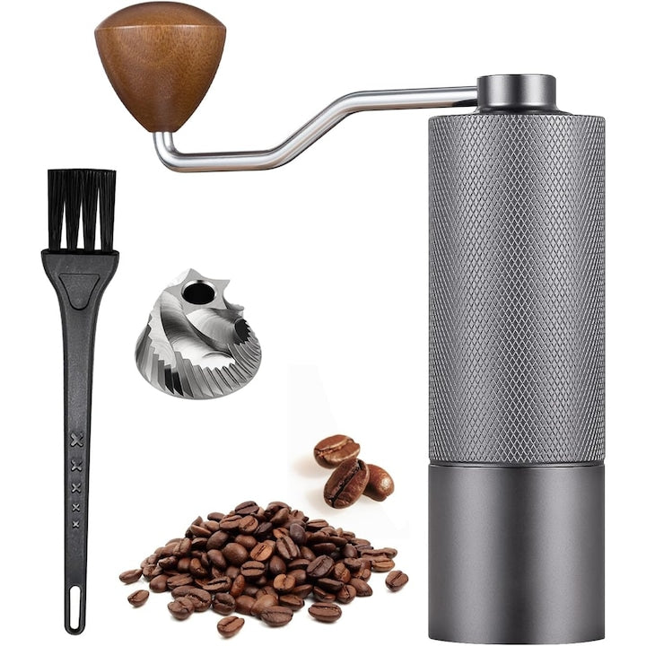Manual Coffee Grinder, 25g Capacity, Equipped with CNC Stainless Steel Conical Burrs, Adjustable Internal Settings, Double Bearing Positioning, French Press Coffee Filter, Suitable for Office, Home, Travel, Camping