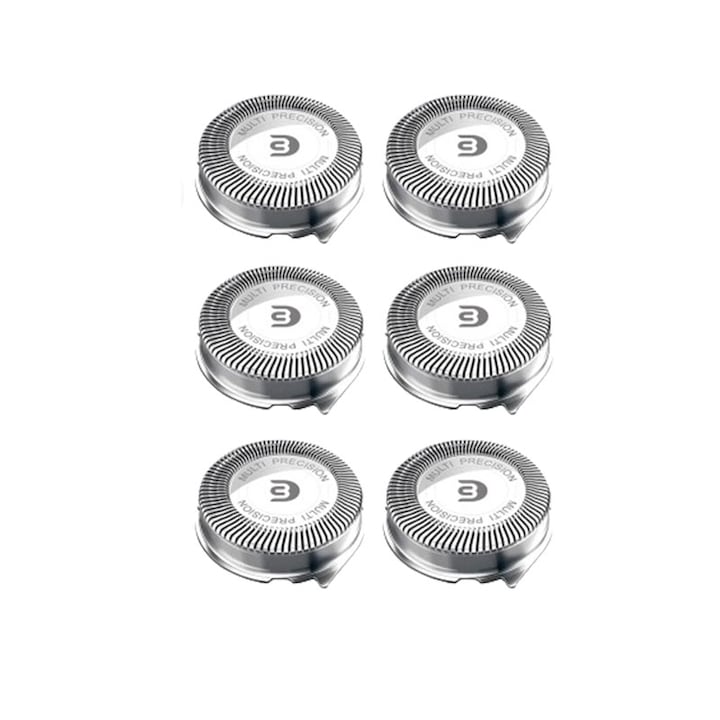 Set 6 Capete de barbierire Philips SH30/50 Compatibil cu Philips Seria 1000/2000/3000/5000 Argintiu