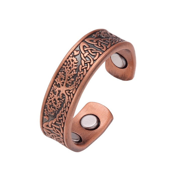 XTERRA - Therapeutic Magnetic Ring Pure Copper 99.99% Model VS-R136 4 Neodymium Magnets Intense Effect Maximum Energy Protection Adaptable Deep Balance