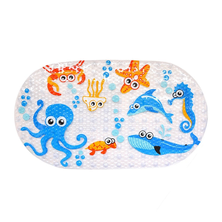 Non-slip bath mat for children Ocean, 100% BPA-free, 39x69 cm, Blue
