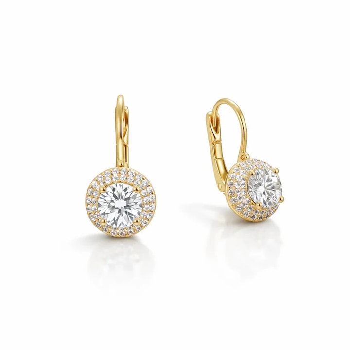 AMAYO - Cercei Selena aliaj de cupru placat cu aur de 14k zirconiu cubic 19x10mm