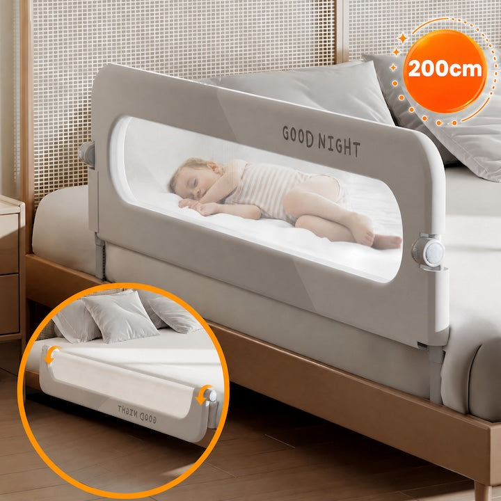 Wacorresi Bed Safety Rail, Safe Guard Bed Side Rail, with adjustable height 66-78cm, foldable, 200X70cm, grey