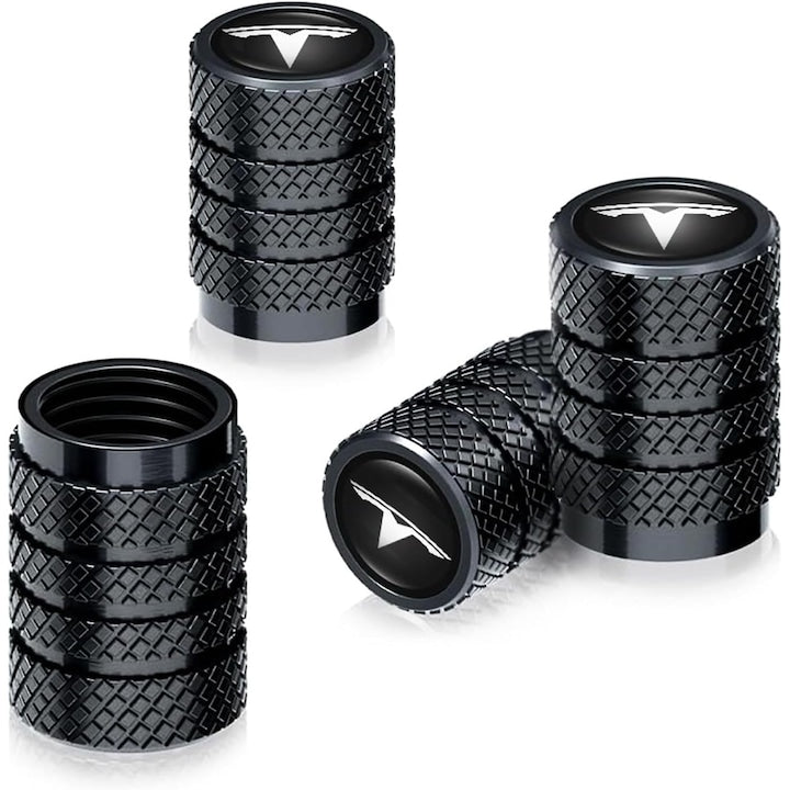 Set 4 capace pentru ventil auto din aluminiu Compatibile cu Tesla Model 3 S X Y Negru