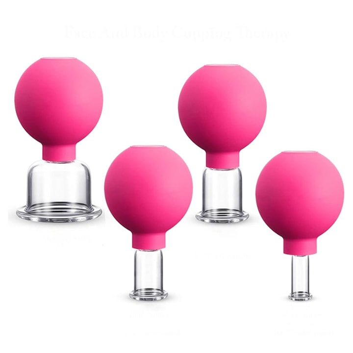 Facial Cupping Therapy Set Rqiurpn 4 Sizes Glass Improves Circulation Relaxation Pink