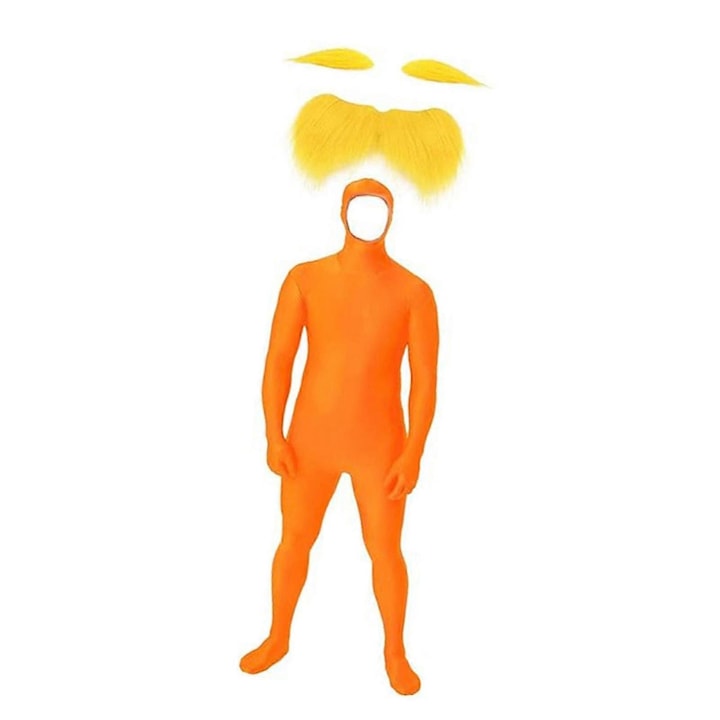 Costum tangerine cu salopeta deschisa mustata si sprancene galbene pentru copii 160cm