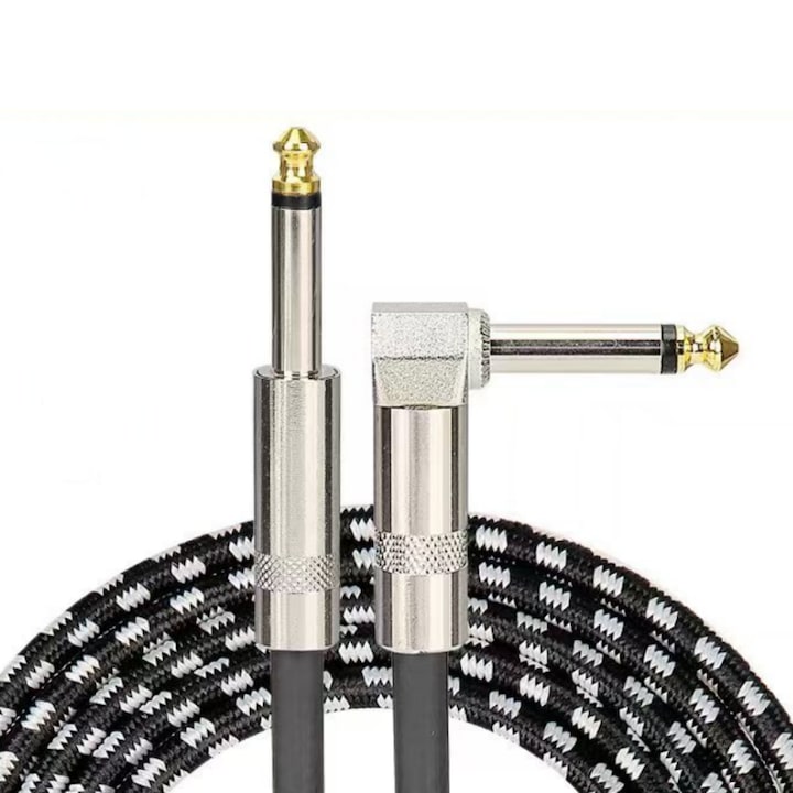 Cablu instrument pentru chitara 6 metri Jack de 6.35 mm Calitate clara si stabila Anti-frecare Usor de utilizat Pentru interpretare si inregistrare Nylon/Cupru