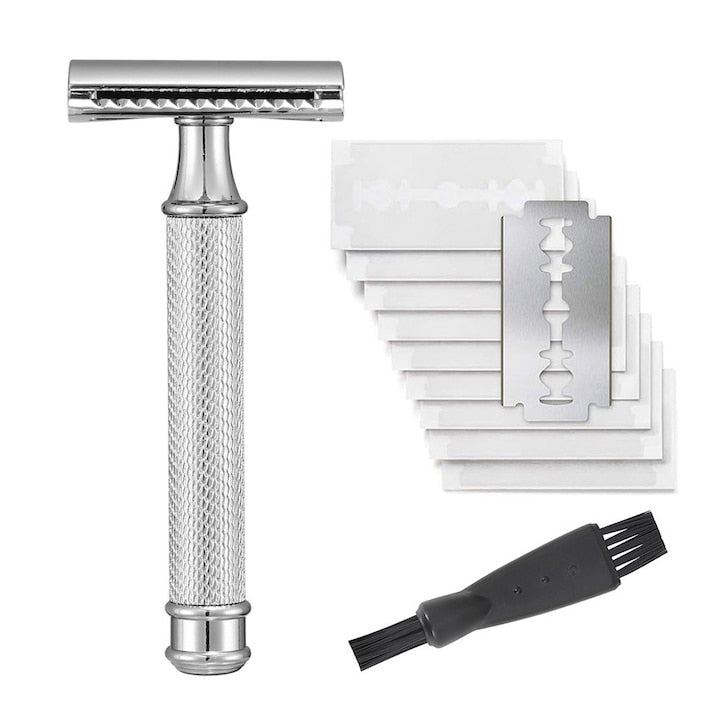 Rqiurpn Classic Open Comb Razor, Chrome, for everyday shaving