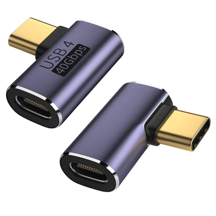 Set 2 adaptoare de extensie USB-C unghi de 90 de grade Negru