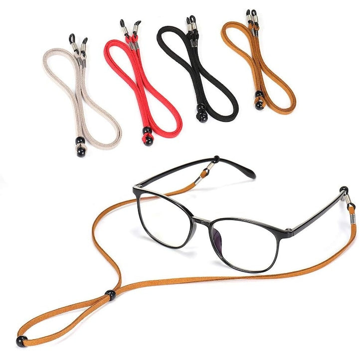Set 4 snururi pentru ochelari JENUOS piele prinderi siliconice anti-alunecare multicolor 65cm pentru sport