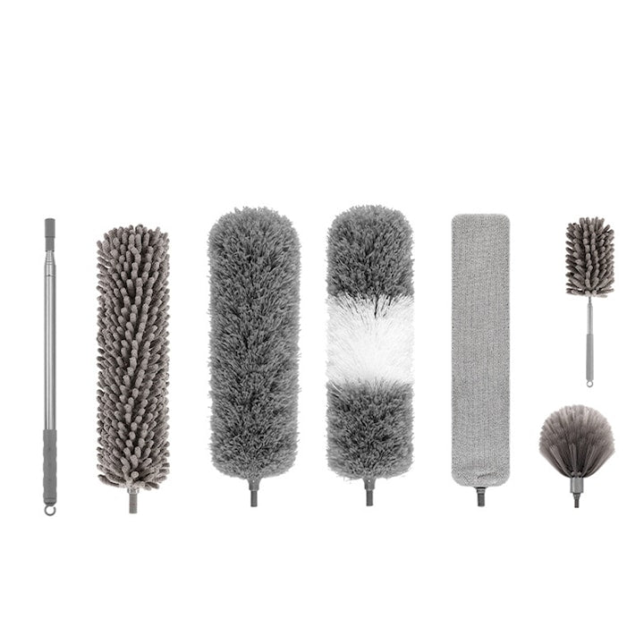 Set 7 accesorii pentru curatare Maner Extensibil Pana la 240 cm AllizBan Microfibra Usor de Folosit/Curatat Gri