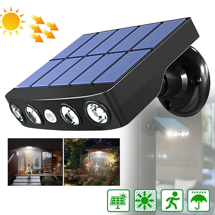 Solar-Powered Outdoor LED Wall Lights with PIR Motion Sensor Security Light, 3 Lighting Modes, Adjustable Angle, IP65, Floodlight for Garden Fence, Yard, Driveway