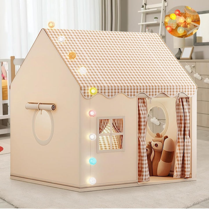 Cort pentru copii Walalla cort castel printesa casuta de joaca pentru interior/exterior cu lumini LED 120x105x128 cm potrivit pentru baieti si fete cu varsta cuprinsa intre 3 si 10 ani usor de asamblat si pliat