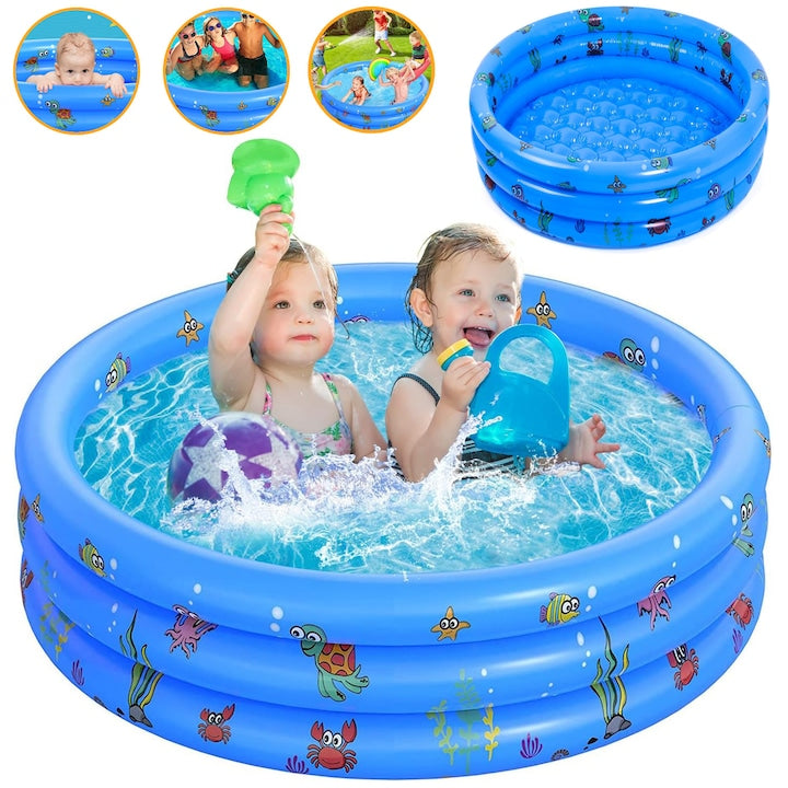 Piscina Gonflabila Pentru Copii Piscina Rotunda Gonflabila Pentru Copii Piscina Pentru Bebelusi Piscina De Joaca Acvatica In Aer Liber Pentru Copii Si Baieti Albastra (116*26cm)