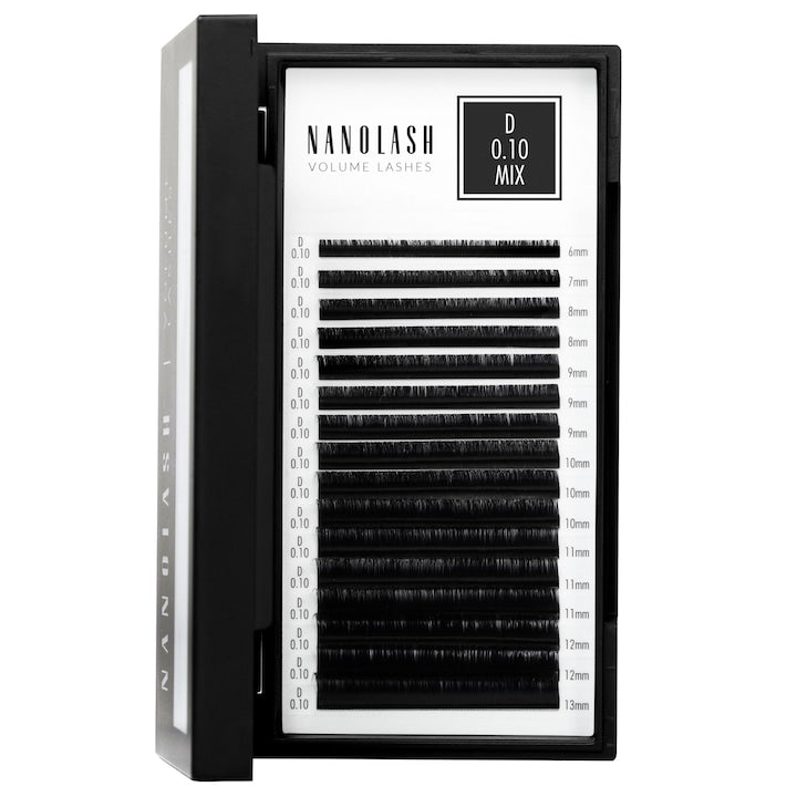 Nanolash Artificial Eyelashes for Volume Extension 0.10 D Curl 6-13mm Mixed Lengths