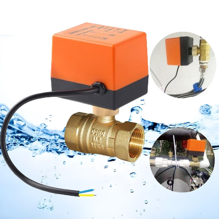 Supapa electrica cu bila DN25 Dussdote 2 cai 90 grade din alama 1'' filet interior