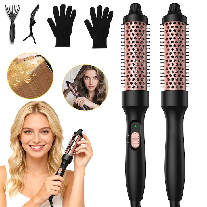 32mm Hot Brush Heated Round Brush Ionic Heated Curling Brush Heated Styling Brush Makes Hair Smoother and Shinier and Creates Loose Curls Dual Voltage for Travel