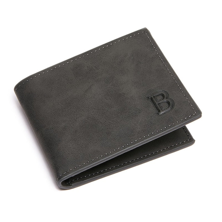 OEM - Men's black genuine leather wallet, 3 banknote compartments, 3 card slots, 11x9.5x2cm