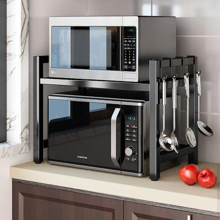Raft Extensibil pentru Bucatarie Polita Ajustabila pe Inaltime 46 (H) x 36 (l) x 38-60 (L) Negru