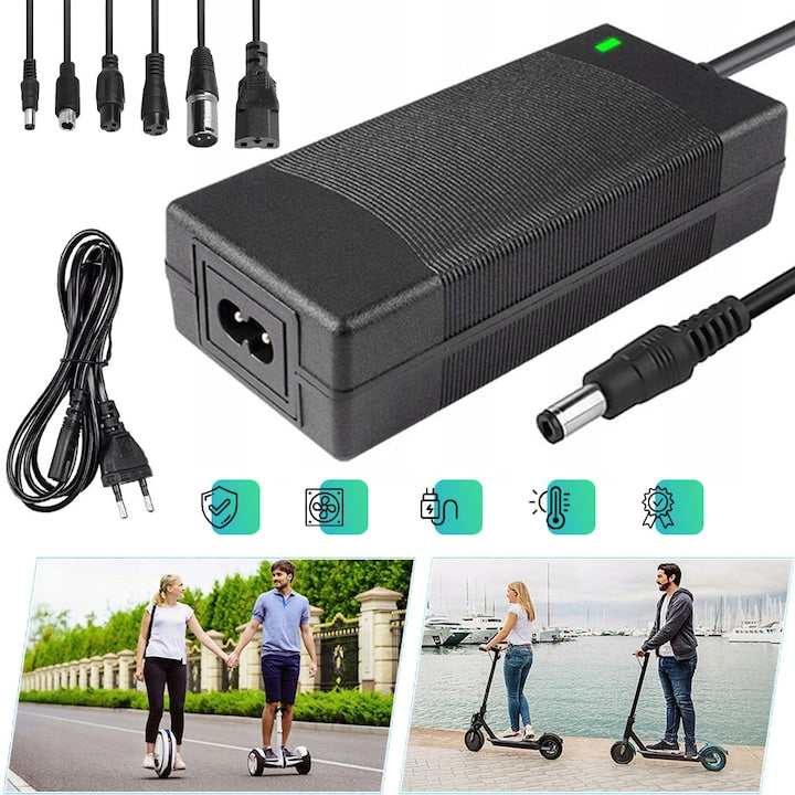 Fast Universal Electric Scooter Charger Hoverboard Charger 42V 2A with 6 Connections Electric Scooter Charger for Xiaomi M365/Pro/Mi 3/1s Electric Scooter Electric Bicycle Mobility Scooter