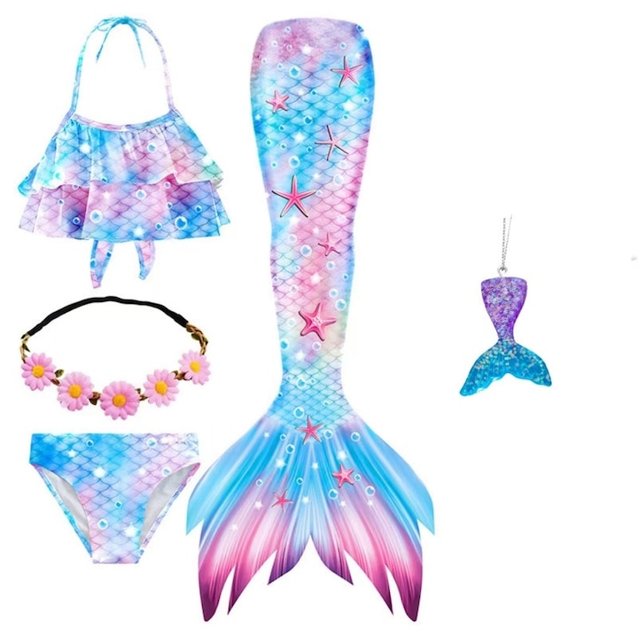 OEM - 5-piece mermaid swimsuit set, synthetic, multicolor, 12 installments with 0% interest
