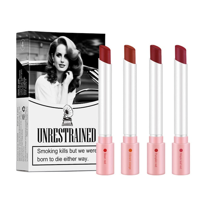 Ruj tub cu 4 culori set mic de ruj Labiales ruj mat catifelat hidratant si neted pata rosie pentru buze rezistenta la apa 24 de ore