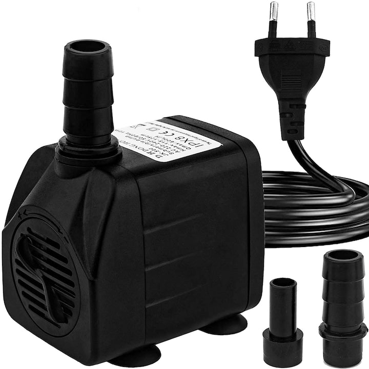 Pompa de apa acvariu silentioasa 600 l/h 10W 2 duze Negru