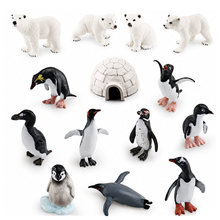 15 seturi de sculpturi de animale arctice ZOUN, Pinguin urs polar jucarii educationale potrivite pentru copii de peste 6 ani