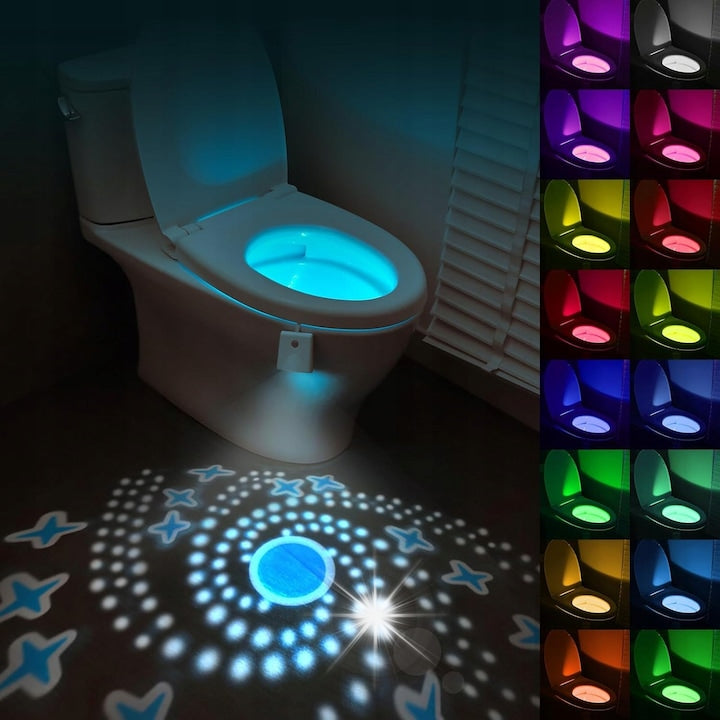 LED Toilet Light with Motion Sensor, 16 Colors, USB Charging, Easy Installation