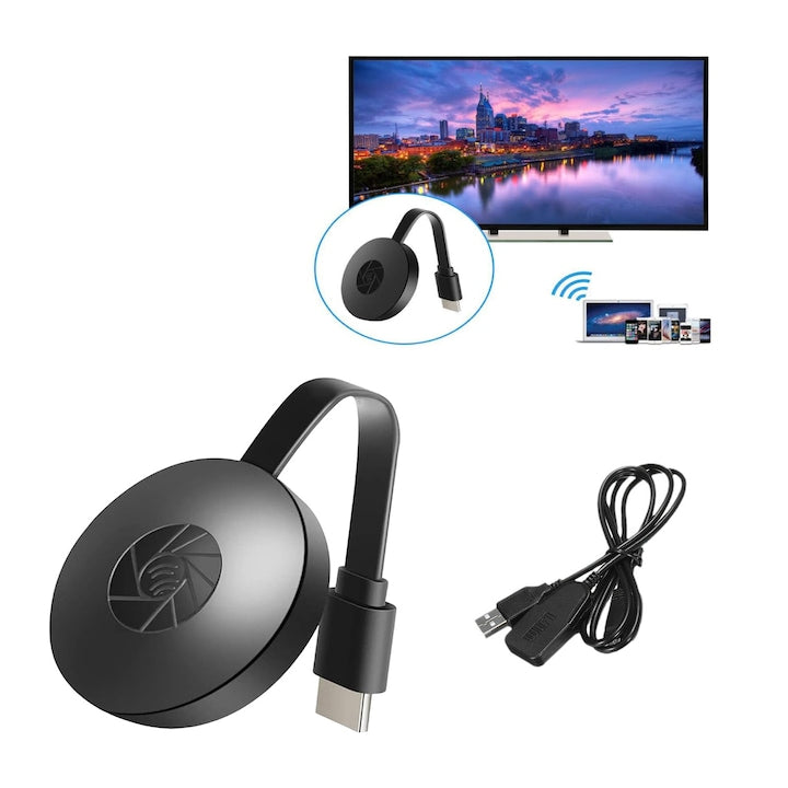 Player media HDMI 1080P oglinda ecran WiFi Fudisenn Android TV iOS Windows conexiune HDMI prin WiFi plug and play transmisie rapida negru