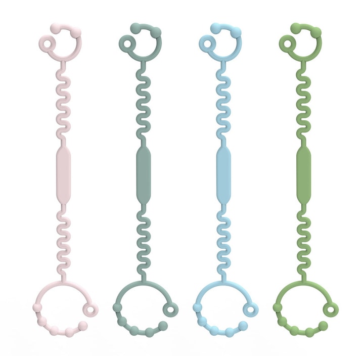Set of 4 Anti-Loss Straps for Sensory Teether Toys, Food-Grade Silicone, 30 cm, Multicolor