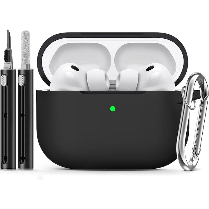 Husa pentru AirPods Pro 3 cu kit de curatare design din silicon protectie completa neagra