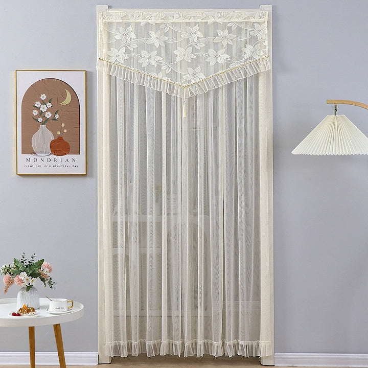 Cortina de usa Perdea Usa Plasa Anti Tantari Dantela Dubla Strat alb crem 100x200cm Instalare Magica Velcro Fara Gauri Decorativa + Anti Insecte