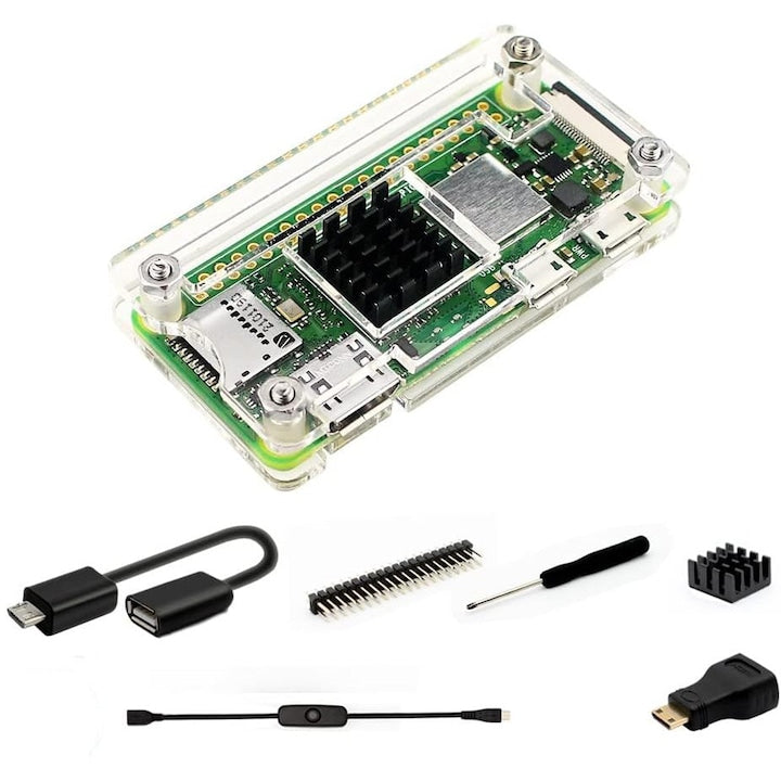 Carcasa Pentru Raspberry Pi Zero Kit cu radiator protectie la deteriorari mecanice Adaptor HDMI cablu OTG cablu comutator acul dublu 40PIN OUYLAF acrilic transparent