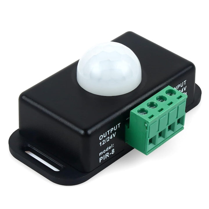 Senzor de miscare PIR 12/24V 6A Comutator Automat in Infrarosu timp intarziere modificabil OUYLAF Negru