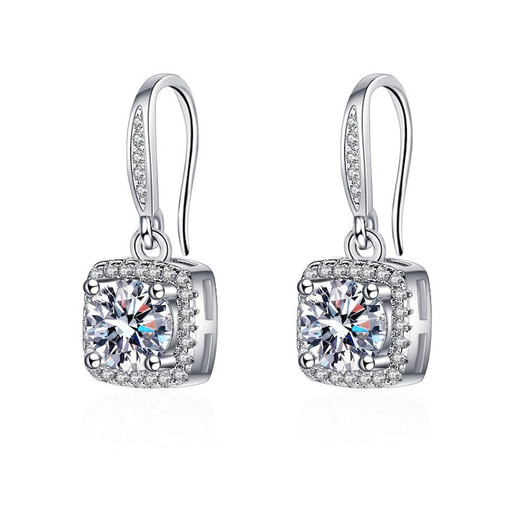 OEM - Cercei dama Argint S925 Moissanit artificial de un carat Argintiu