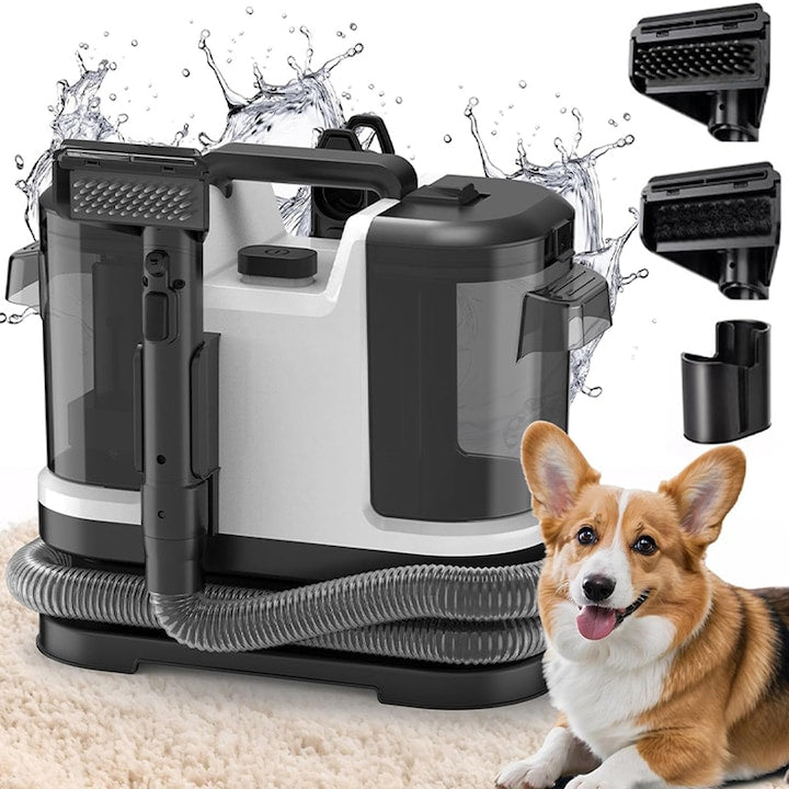 Aspirator profesional cu spalare Rqiurpn 500W Putere De Aspirare 18000Pa Rezervor apa & detergent 1.8L Rezervor apa murdara 0.8L Utilizare portabila Curatator de pete textile saltele covoare tapiterii mocheta podele Negru
