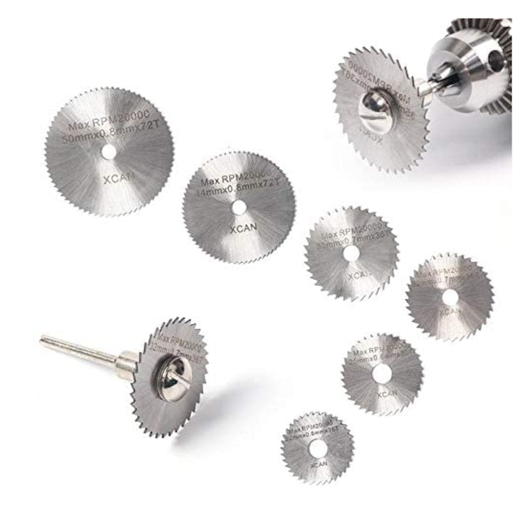 8 PCS Set with 6 Wood or Plastic Cutting Disc Mills and 2 Mandrels