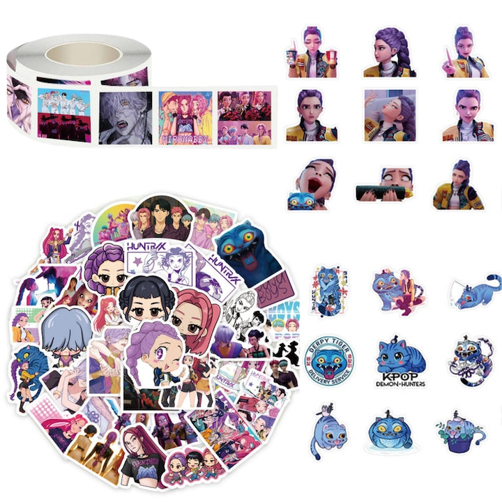 Set de 674 de stickere k pop demon hunter Fantasy 3-8 cm Rumi Mira Zoey derpy autoadezive pentru toate suprafetele potrivite pentru valize frigidere laptopuri skateboard-uri biciclete motociclete Cadoul perfect pentru fani