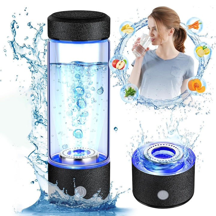 Sticla Generatoare de Apa Hidrogenata Sticla de apa cu hidrogen Continut Ridicat de Hidrogen 420 ml Alimentare USB Concentratie Hidrogen 1300-1600 ppb Neagra